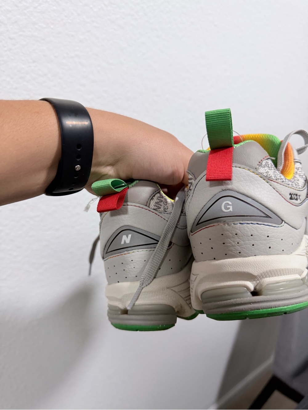New Balance x ganni 2002R Light Gray with Green Accents - Picture 7 of 8
